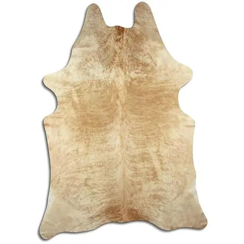 Produktbild: Livorio Premium Kuhfell Teppich - L205 x B150 cm - beige braun - einmaliges Naturprodukt aus Südamerika | Rinderfell | Echtfell | Beige Brindle | K329
