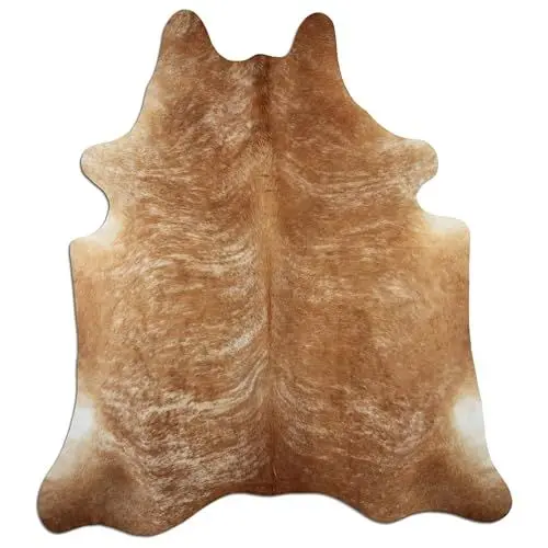 Produktbild: Livorio Premium Kuhfell Teppich - L210 x B200 cm - beige braun weiß - einmaliges Naturprodukt aus Südamerika | Rinderfell | Echtfell | Beige Brindle | K329