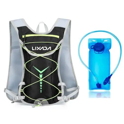 Produktbild: Lixada Trinkrucksack mit 2L trinkblase, 10L Ultraleicht Atmungsaktiv laufrucksack Trail Rucksack Trinkweste, Herren Damen Hydration Pack Fahrradrucksack für Laufen, Camping, Wandern, Marathoner