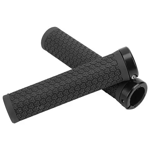 Produktbild: LIYJTK Fahrradlenkergriffe, Fahrradlenker, rutschfest, stoßdämpfend, Gummigriff, Einzelverriegelungsgriffe, Schloss für MTB, BMX, Faltrad, E-Bike, Roller, Beach Cruiser Mountain (Black)