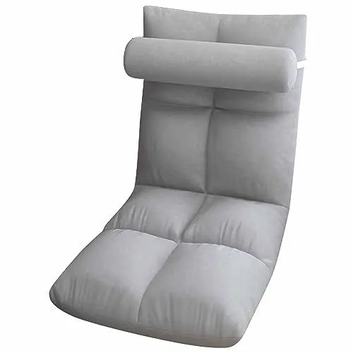 Produktbild: LIZEALUCKY Bodenstuhl mit Rückenlehne, zusammenklappbares Chaiselongue-Schlafbett für den Innenbereich, Couch-Liegestuhl, Meditationsstuhl für Erwachsene, perfekt für Wohnzimmer, Schlafzimmer (Gray)