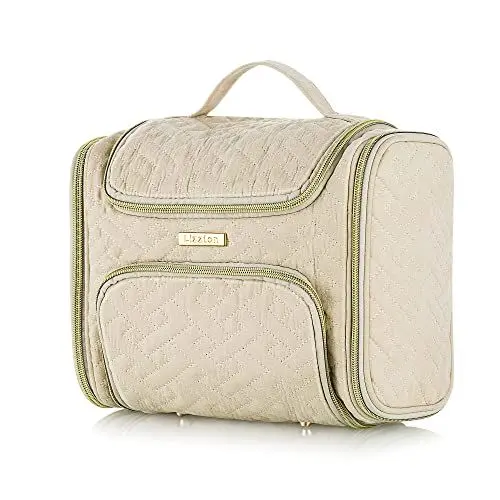Produktbild: Lizzton Kulturtasche Damen zum Aufhängen, Groß 7 Fächer Kulturbeutel Waschtasche für Reise, XXL Faltbare Kosmetiktasche Make Up Tasche mit Haken,Beige