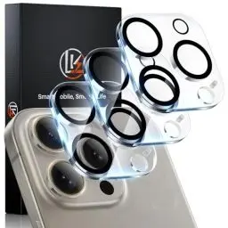 Produktbild: LK 3 Stück Kameraschutz für iPhone 16 Pro/iPhone 16 Pro Max Kamera,(Einteiliges Design) (Militärstandard Ultra-Klar) (Anti-Kratzer ) 9H Härte HD Kameraschutzglas aus Aluminiumlegierung
