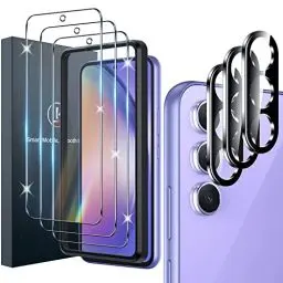 Produktbild: LK 3 Stück Schutzfolie Panzer Schutz Glas für Samsung Galaxy A54 5G und 3 Stück Kameraglas, (9H Härte Folie), (Ultra-HD Panzerfolie), (Anti-Kratz Glasfolie), (Anti-Blasenfrei), (Einfach Installieren)
