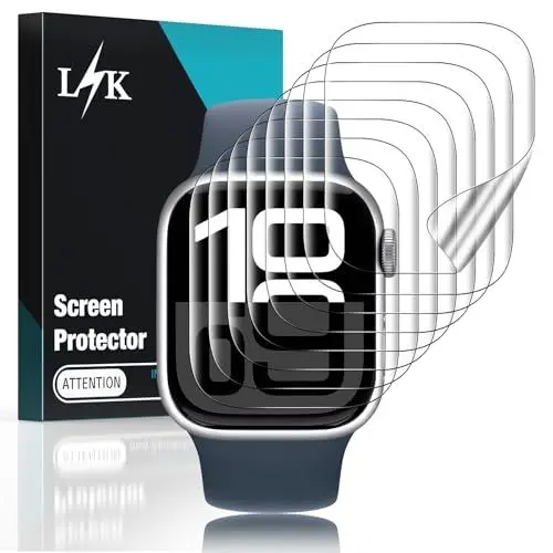 Produktbild: LϟK 8 Stücke Schutzfolie für Apple Watch Serie 10 46mm Folie - Blasenfrei Kratzfest Anti-Staub HD Klar Selbstheilung Flexible TPU Displayschutzfolie für Apple Watch 10 46mm Displayschutz