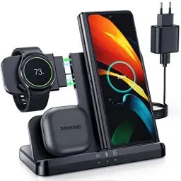 Produktbild: LK Induktive Ladestation für Samsung 3 in 1 Ladestation Kompatibel für Galaxy Watch 7/6/6 Classic/5/5 Pro/4/3/Active 2/1 Ladegerät für Samsung S24 Ultra S23 S22 S21 Z Flip Z Fold 6 5 4 Galaxy Buds