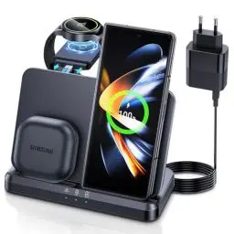 Produktbild: LK Kabellose Ladestation für Samsung Neu 3 in 1 Induktive Ladestaion für Samsung Galaxy Watch 7 Ultra 6 5 Pro 4 3 Kabelloses Ladegerät für Galaxy S24 Ultra S23 S22 S21 Z Flip Z Fold 6 5 Galaxy Buds3