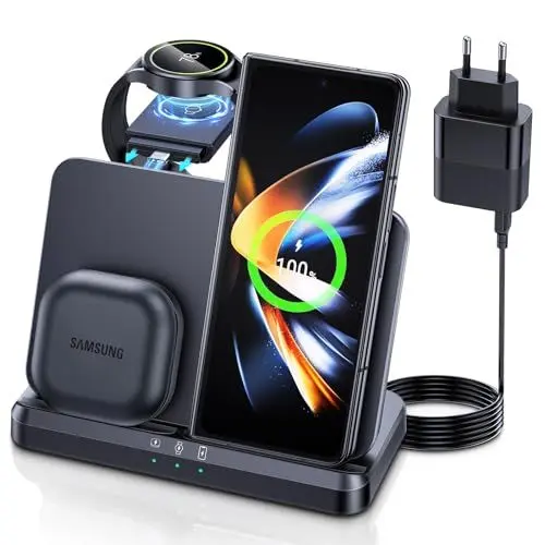 Produktbild: LK Kabellose Ladestation für Samsung Neu 3 in 1 Induktive Ladestaion für Samsung Galaxy Watch 7 Ultra 6 5 Pro 4 3 Kabelloses Ladegerät für Galaxy S24 Ultra S23 S22 S21 Z Flip Z Fold 6 5 Galaxy Buds3