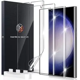 Produktbild: LK Schutzfolie Kompatibel mit Samsung Galaxy S23 Ultra, 3 Stück Schutzfolie(Nicht-Glas),Vollständige 4D-Gewölbte Fingerabdruck-ID Displayfolie, HD Klar