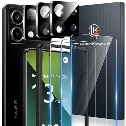 Produktbild: LK Schutzfolie Panzer Schutz Glas für Xiaomi Redmi Note 13 Pro 5G,3 Panzerfolie, Bruchsicher Kratzfest 9H Härte Schutzglas, Anti-Fingerabdruck HD Displayschutz Glasfolie