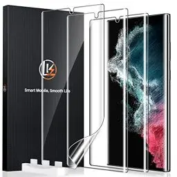 Produktbild: LK Schutzfolie für Samsung Galaxy S22 Ultra, 3 Stück Schutzfolie(Nicht-Glas), Vollständige 3D-Gewölbte Fingerabdruck-ID Displayfolie, HD Klar Samsung S22 Ultra 5G Panzerfolie