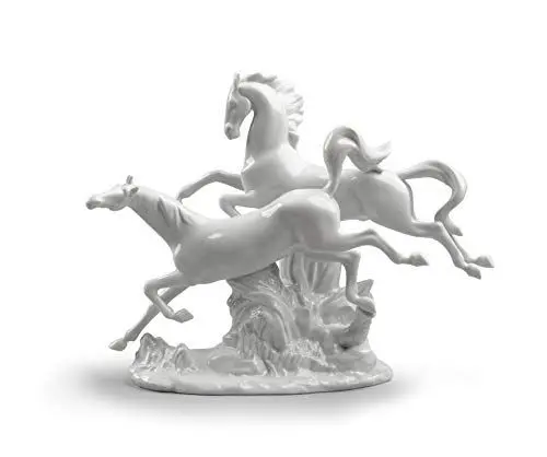 Produktbild: LLADRÓ Figur Pferde Im Galopp. Weiß. Pferde. Porzellan.