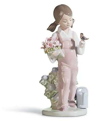 Produktbild: LLADRÓ Mädchen-Figur Kinderfrühling. Mädchen Mit Blumen. Porzellan.