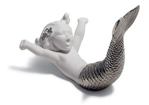 Produktbild: LLADRÓ Meerjungfrau-Figur Erwachen Am Meer. Silber. Meerjungfrau. Porzellan.