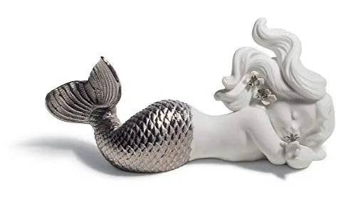 Produktbild: LLADRÓ Meerjungfrau-Figur Träumen Am Meer. Silber. Meerjungfrau. Porzellan.