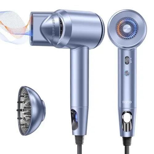 Produktbild: llano Haartrockner mit Diffusor Föhn Ionen Schnelltrocknender Mini Hair Dryer 1800W Bürstenloser Motor