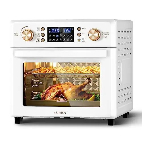 Produktbild: LLIVEKIT Heißluftfritteuse 26 L, Minibackofen mit Umluft, 14 in 1 Airfryer, 360° Heißluftzirkulation, gesundes schnelles fettarmes Kochen, 60% energiesparend, 8 Zubehörteile 1 Rezeptbuch, 1700W
