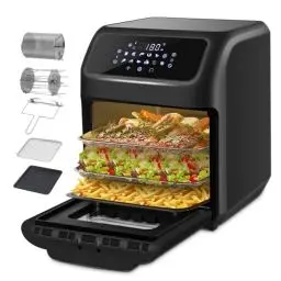 Produktbild: LLIVEKIT Heißluftfritteuse Heißluft-Backofen 12L, Mini-Backofen 1800W mit 6 Zubehör & Rezeptbuch, 12 in 1 Heissluftfritteuse mit digitalen LED-Display, Obst Dehydrator, Barbecue, Air Fryer ohne Öl