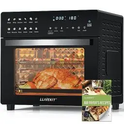 Produktbild: LLIVEKIT Heißluftfritteuse Minibackofen 26L, 1700W Airfryer XXL mit 12 Programmen und Rezeptbuch, Heißluft-Backofen mit digitalen LED-Display, Fritteuse mit Vorheizen, Warmhalten & Aufwärmen