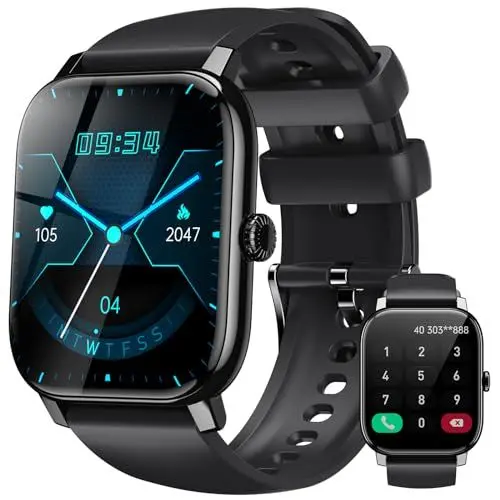 Produktbild: LLKBOHA Smartwatch-Herren-mit-Telefonfunktion - 1,85 Zoll Touchscreen Smart Watch, Fitness Watch mit Herzfrequenzmonitor Schlafmonitor Schrittzähler,IP68 Wasserdicht für Android iOS