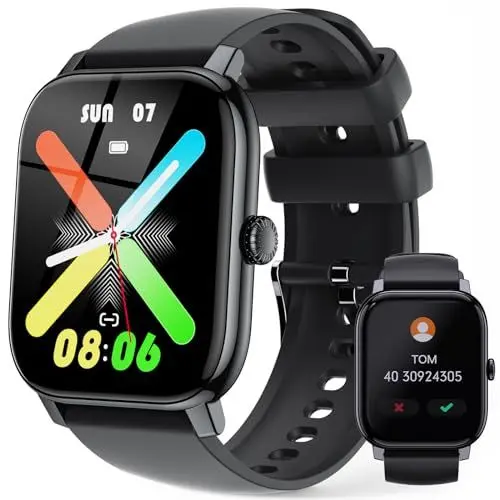 Produktbild: LLKBOHA Smartwatch Herren mit Telefonfunktion - 1.85'' HD Touchscreen Smart Watch, Herzfrequenz Blutsauerstoff, Schlafüberwachung, 270mAh Batterie, IP68 Wasserdicht Smartwatches für Android iOS