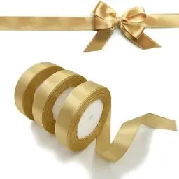 Produktbild: LLMtn 66 Meters 3 Rollen Satinband Gold 2CM X 22M Dekoration Geschenkband breit Schleifenband, Stoffband für Hochzeit, Goldenes Geschenk Band Geschenkbänder für Taufe und Geburtstag Geschenke