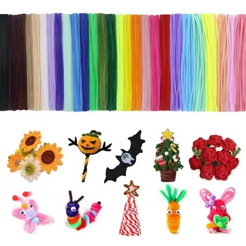 Produktbild: LLMtn Set mit 27Farben, 300 Stk bunten Pfeifenreiniger, 20 Standardfarben, 7 Macaron-Farben für DIY-Projekte (mehrfarbig)