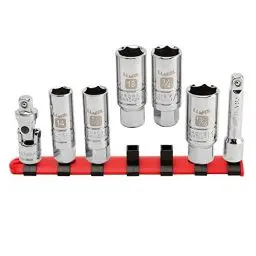 Produktbild: LLNEDL Zündkerzensteckschlüssel-Satz, 3/8-Zoll-Antrieb Zündkerzensteckschlüssel Cr-V 7-teilig, 6-Punkt, SAE&Metrisch(5/8