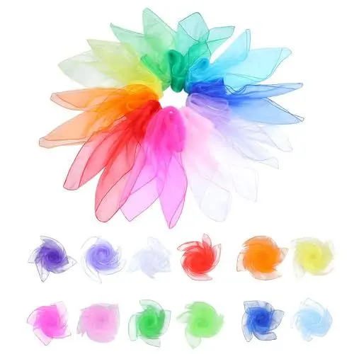 Produktbild: LLOGVLTU Jongliertücher,Square Chiffontuch Jonglieren,Bunte Tanz Tücher,Gymnastiktücher,Spieltücher,Chiffontücher,Zubehör Dekoration zum Spielen Rhythmik Jonglier 12 Stück.