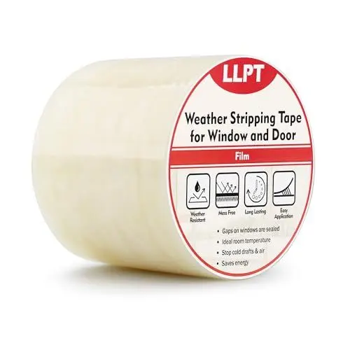 Produktbild: LLPT Dichtungsband | Fenster-Wetterabdichtungsband | 10cm x 33m | Durchsichtiges klebendes | Ultra High Performance Wetterfestes Klebeband | für Zugluftisolierung Oberflächenschutz (WWT408)
