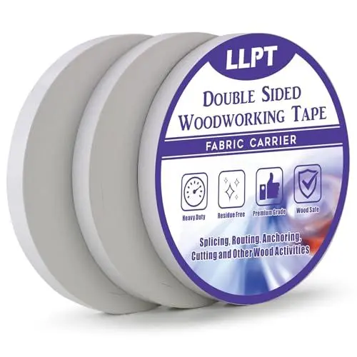 Produktbild: LLPT Doppelseitiges Klebeband Für Die Holzbearbeitung Je 13MM x 27M x 0.3MM 3 Stück Doppelseitiges Wende-Klebeband für Holzarbeiter Rückstandsfrei Entfernbar Für Holzschablone (WT0590W3)