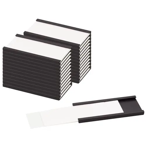 Produktbild: LLPT Magnetische Etikettenhalter | Beschreibbare Magnet-Etiketten für Schule Büro Whiteboards Kühlschränke Magnettafeln (MH21026) | 26 Stück | 25MM x 50MM