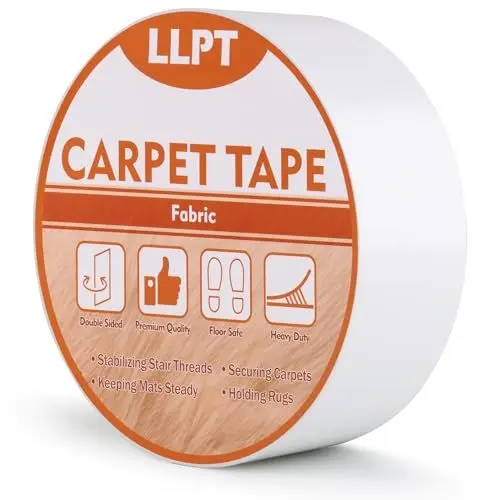Produktbild: LLPT Teppich-Klebeband Doppelseitig | Rückstandsfreies Strapazierfähiges Entfernbares Einfacher Gebrauch Stark Haftendes Teppich Klebeband | für Laminat Hartholzböden (DCT527P1) | 50 mm x 27 m