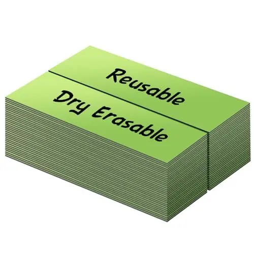 Produktbild: LLPT Trocken Abwischbare Magnetische Etiketten | 50 Stück | Leere Beschreibbare Magnetaufkleber, Wiederverwendbar | für Schreibtisch, DIY, Whiteboard, Farbe Grün(DML0520GN) | 1.3CM x 5CM