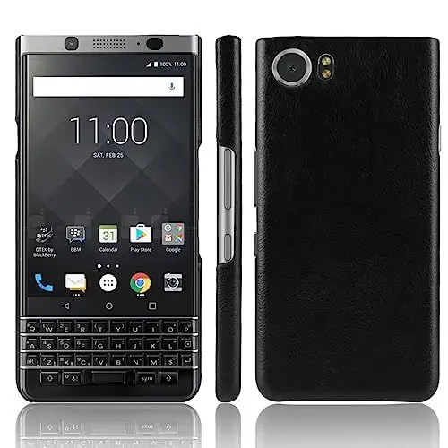 Produktbild: LMFULM® Hülle für BlackBerry Keyone (4,5 Zoll) Dünn Schlanke PU Schutzhülle Harte PC Rückseite Case Bumper Cover Litschi Muster Schwarz