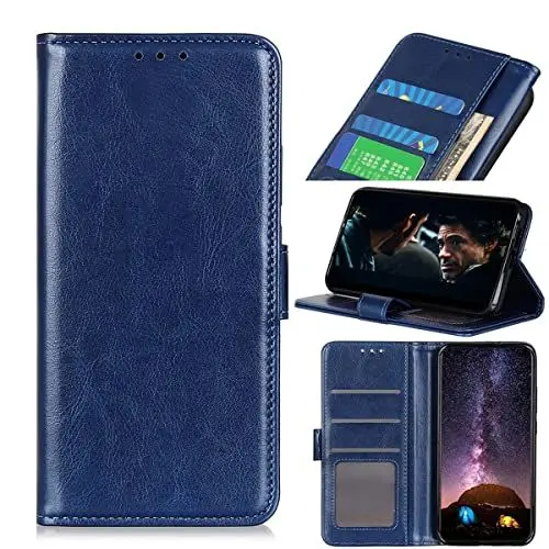 Produktbild: LMFULM® Hülle für Nothing Phone 2 (6,7 Zoll) PU Leder Case mit Fotorahmen Magnet Brieftasche Lederhülle Crazy Horse Style Stent-Funktion Schutzhülle Flip Cover Blau