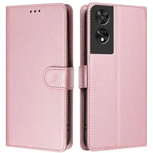 Produktbild: LMFULM® Hülle für TCL 505 (6,75 Zoll) PU Leder Case Brieftasche Lederhülle Magnetverschluss Handytasche Stand Ledertasche Flip Cover Holster Roségold