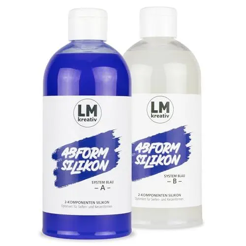 Produktbild: LM-Kreativ Abformsilikon 1 kg für Seife & Kerzen blau - Hochqualitatives Silikon Gießen für präzise, maßgeschneiderte Formen, Ideal für kreative DIY-Projekte und einzigartige Geschenkideen