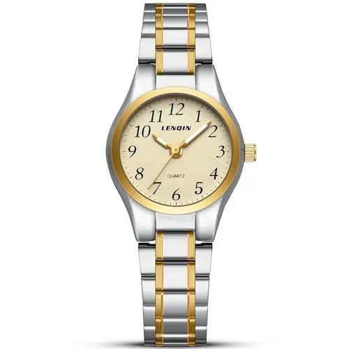 Produktbild: LN LENQIN Damenuhr Edelstahl Armbanduhr Damen wasserdichte Uhr Damen Klassisch Analog Quarz Uhren