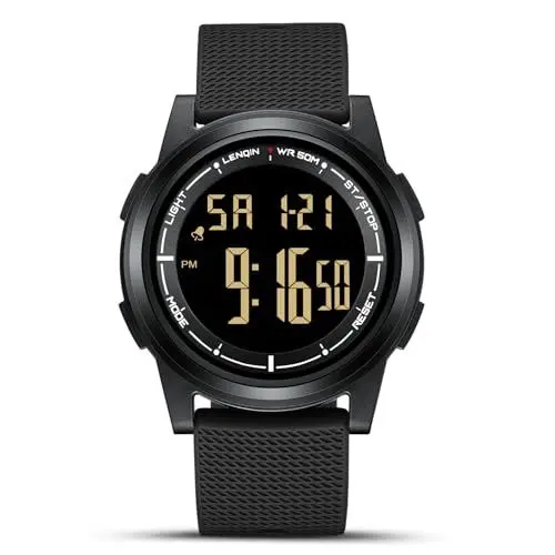 Produktbild: HANPOSH Uhren Herren Digital Herrenuhr 3ATM Wasserdicht Armbanduhr Herren Digitaluhr mit Wecker, Stoppuhr, Kalender