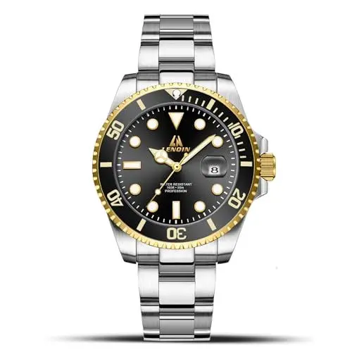 Produktbild: LN LENQIN Herren Uhr Edelstahl Uhren Herren wasserdichte Analog Quarzuhr Armbanduhrherren mit Datum Leuchtend Mode Freizeit Uhren für Männer