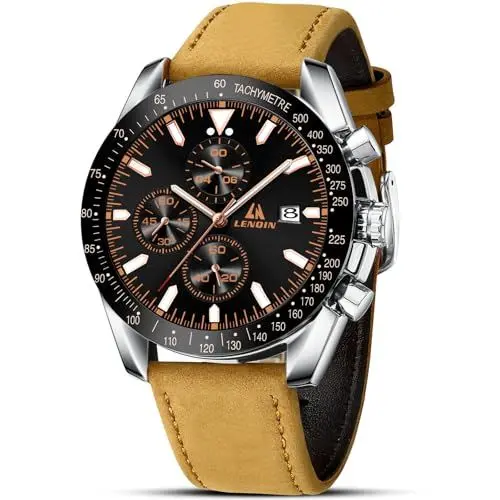 Produktbild: LN LENQIN Herren Uhr Uhren Chronograph Edelstahl Wasserdicht für Männer Analog Quarz Armbanduhren Business Arbeit Herren Kleid Uhr Geschenke