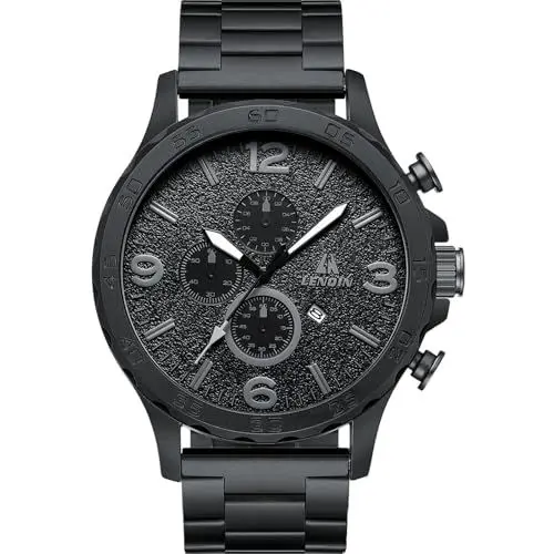 Produktbild: LN LENQIN Herrenuhren Analog Quarzuhren mit Edelstahlarmband 30M Wasserdicht Armbanduhren für Männer Business Casual Mode Kleid Uhren (Keine Chronographen) -Schwarz