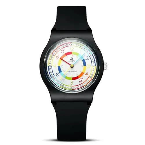 Produktbild: LN LENQIN Kinderuhr Junge Mädchen Lern Armbanduhr für Kinder, Jungen und Mädchen, Analogeuhr mit Übungen zum Erlernen der Uhrzeit 5 ATM Wasserdicht