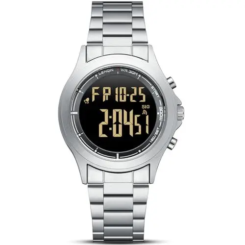 Produktbild: LN LENQIN Uhren Herren Digitaluhren Quarz Uhr Edelstahl Wasserdicht Armbanduhr für Herren Sportuhr mit Stoppuhr/Alarm/LED Hintergrundbeleuchtung