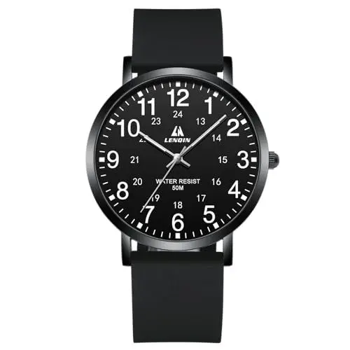 Produktbild: LN LENQIN Uhren Herren Herren Uhr 30M wasserdichte Armbanduhr Analog Quarz Uhren für Männer mit Datum Feld Uhr Nylon Band Armee Taktische Sportuhr