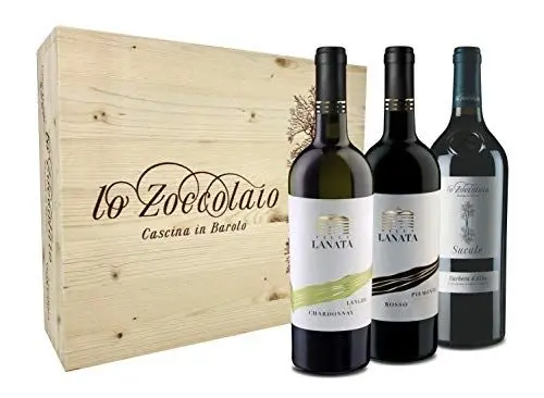 Produktbild: Lo Zoccolaio Langhe Chardonnay + Piemonte Rosso+ Barbera d'Alba - 3 Flaschen - Italien Wein Holzbox Barbera trocken (3 x 0.75 l)