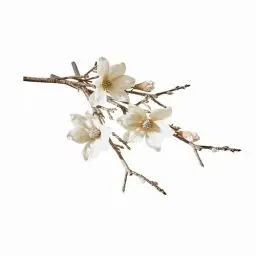 Produktbild: Loberon Deko-Blume 3er Set Sabina, naturgetreue Nachbildung, in Handarbeit gefertigt, Kunstblume, Deko-Magnolie, Dekoration, Eisendraht, Polyester, Kunststoff, weiß/braun