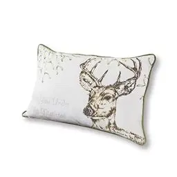 Produktbild: Loberon Kissenhülle Binche, mit festlichem Hirsch-Print, farblich abgesetzter Keder, weihnachtliche Textilien, Weihnachtsstimmung, Weihnachtsdeko, Weihnachten, Baumwolle, weiß/braun