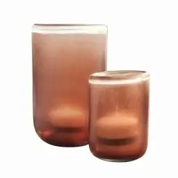 Produktbild: Loberon Windlicht 2er Set Tiercelet, Zwei Größen, mundgeblasen, dekorativer Farbverlauf, Dekoration, Wohn-Accessoires, Glas, rot